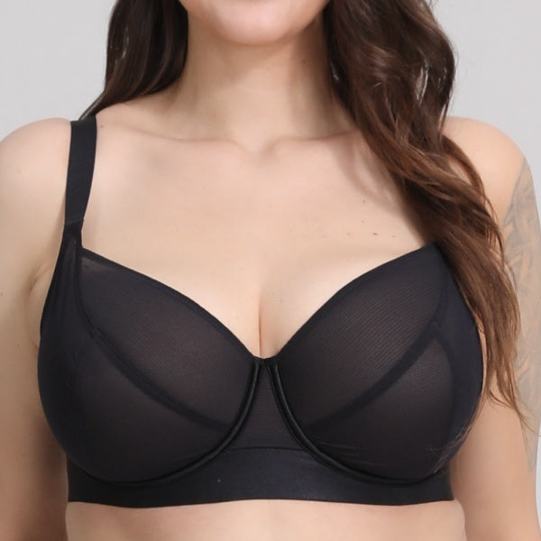 PINQLIME Amara Sheer Mesh Unlined Support Bra for Big Busts